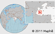 Gray Location Map of Indore, highlighted parent region, hill shading