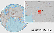 Gray Location Map of Indore, hill shading