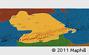 Political Panoramic Map of Indore, darken