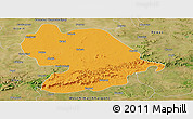 Political Panoramic Map of Indore, satellite outside