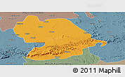 Political Panoramic Map of Indore, semi-desaturated