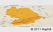 Political Panoramic Map of Indore, shaded relief outside