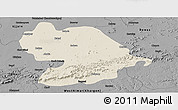 Shaded Relief Panoramic Map of Indore, darken, desaturated