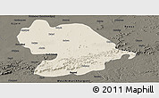 Shaded Relief Panoramic Map of Indore, darken