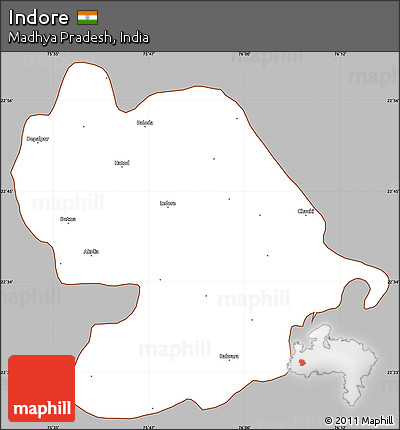 Gray Simple Map of Indore, cropped outside