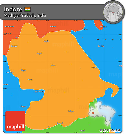 Political Simple Map of Indore