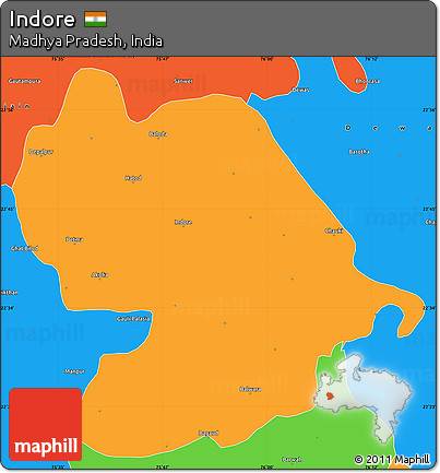 Political Simple Map of Indore