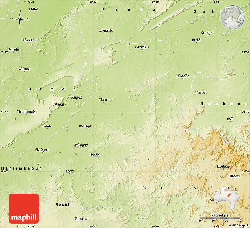 Physical Map of Jabalpur