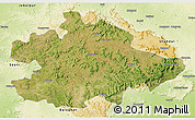 Satellite 3D Map of Mandla, physical outside