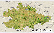 Satellite 3D Map of Mandla, shaded relief outside