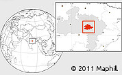 Blank Location Map of Mandla, highlighted parent region