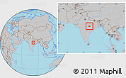 Gray Location Map of Mandla, within the entire country