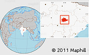 Gray Location Map of Mandla, highlighted country