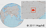 Gray Location Map of Mandla, hill shading