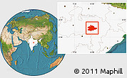 Satellite Location Map of Mandla, highlighted country