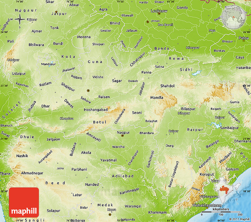 Geographical Map Of Mp Physical Map Of Madhya Pradesh