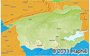 Physical 3D Map of Sidhi, political outside