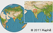 Satellite Location Map of Ujjain, within the entire country