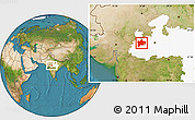 Satellite Location Map of Ujjain, highlighted parent region