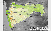 Physical 3D Map of Maharashtra, darken, desaturated