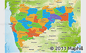 Political 3D Map of Maharashtra, physical outside