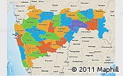 Political 3D Map of Maharashtra, shaded relief outside