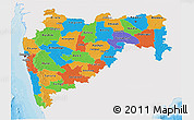 Political 3D Map of Maharashtra, single color outside
