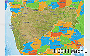 Satellite 3D Map of Maharashtra, political outside