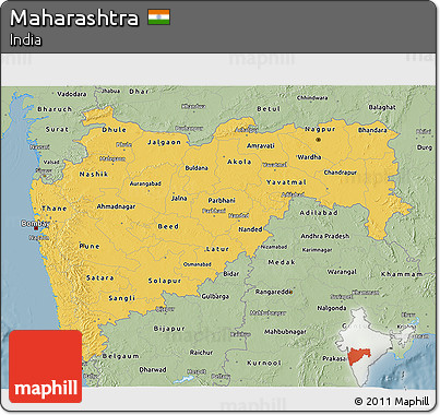 Savanna Style 3D Map of Maharashtra
