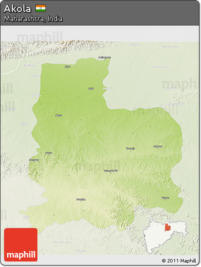 Physical 3D Map of Akola, lighten
