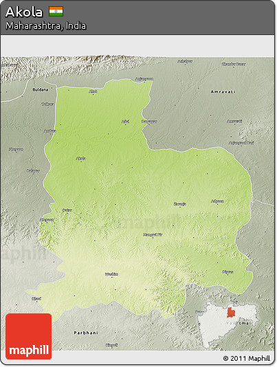 Physical 3D Map of Akola, semi-desaturated