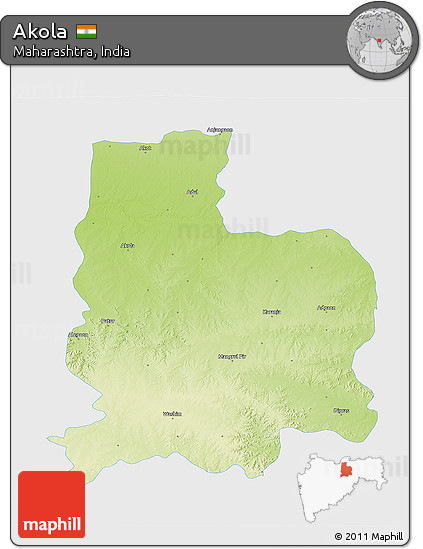 Physical 3D Map of Akola, single color outside