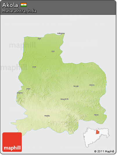 Physical 3D Map of Akola, single color outside