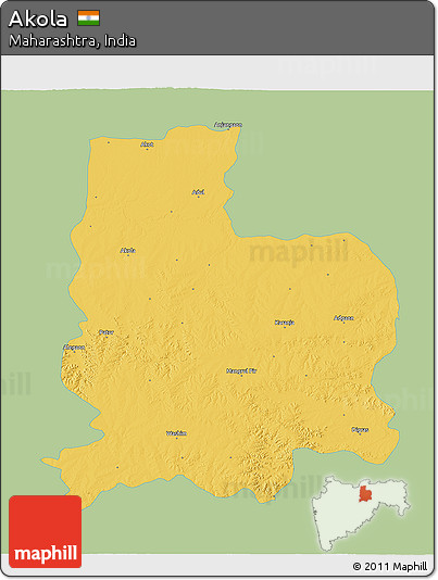 Savanna Style 3D Map of Akola, single color outside