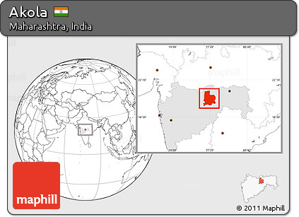 Blank Location Map of Akola, highlighted parent region