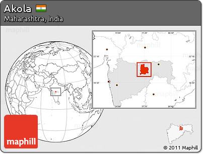 Blank Location Map of Akola, highlighted parent region