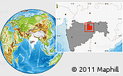 Physical Location Map of Akola, highlighted country, highlighted parent region