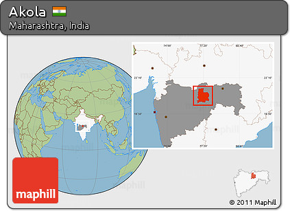 Savanna Style Location Map of Akola, highlighted country, highlighted parent region