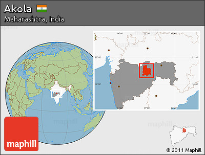 Savanna Style Location Map of Akola, highlighted country, highlighted parent region