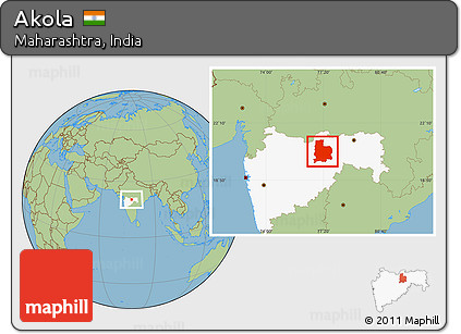Savanna Style Location Map of Akola, highlighted parent region