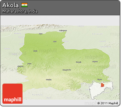 Physical Panoramic Map of Akola, lighten