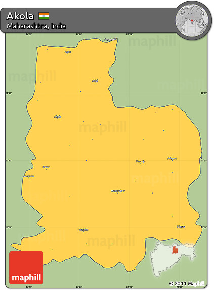 Savanna Style Simple Map of Akola, cropped outside