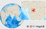 Shaded Relief Location Map of Aurangabad