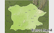 Physical 3D Map of Bhandara, darken