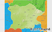 Physical 3D Map of Bhandara, political outside