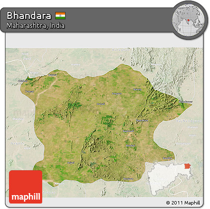 Satellite 3D Map of Bhandara, lighten