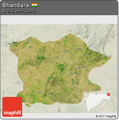 Satellite 3D Map of Bhandara, lighten