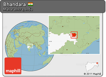 Savanna Style Location Map of Bhandara, highlighted parent region