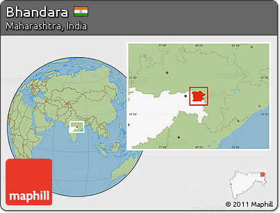 Savanna Style Location Map of Bhandara, highlighted parent region