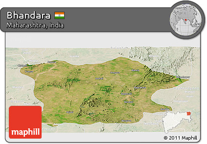 Satellite Panoramic Map of Bhandara, lighten